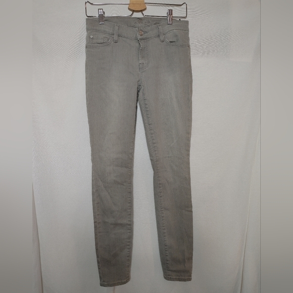 Seven for all Mankind 7FAM Gwenevere Light Gray 27 Mid Rise Skinny Slim Jeans - Picture 2 of 7